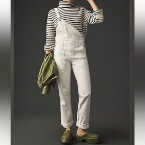 Anthropologie Pilcro Wanderer Straight Leg white Overalls Size 24